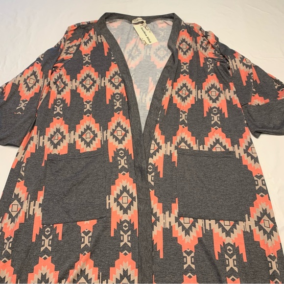 Southern Stitch Gray Aztec Lightweight Duster Cardigan Women’s S-M New - Picture 2 of 10